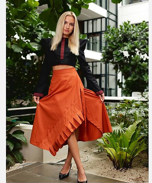 Sukne - Dlhá  sukňa  asimetrik orange - 17156541_