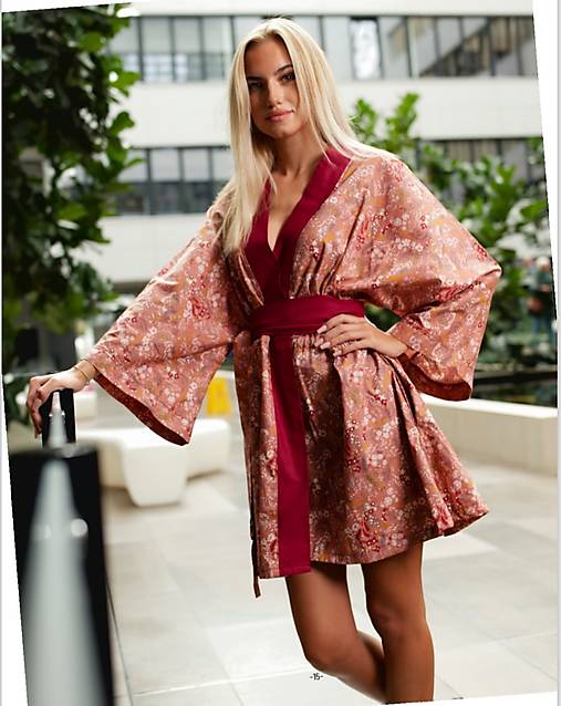 Kimoná - Kimono  vintage  (Ružová) - 17156660_