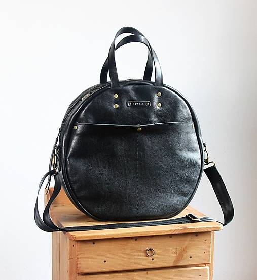Veľké tašky - Kožená kabelka *Black LUNA* - 17156540_