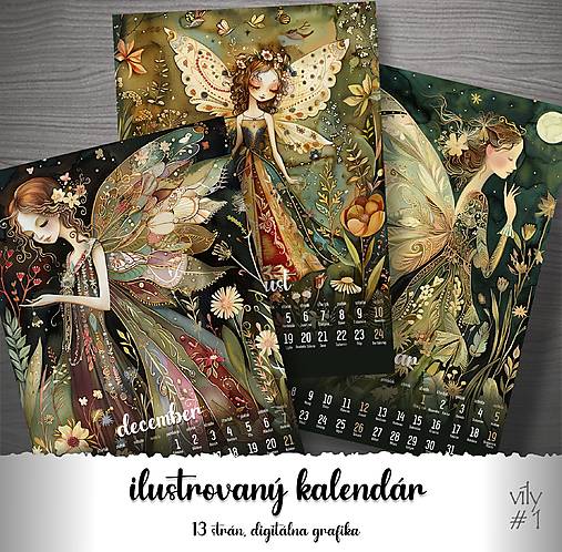 Papiernictvo - víly- ilustrovaný kalendár - 17158524_