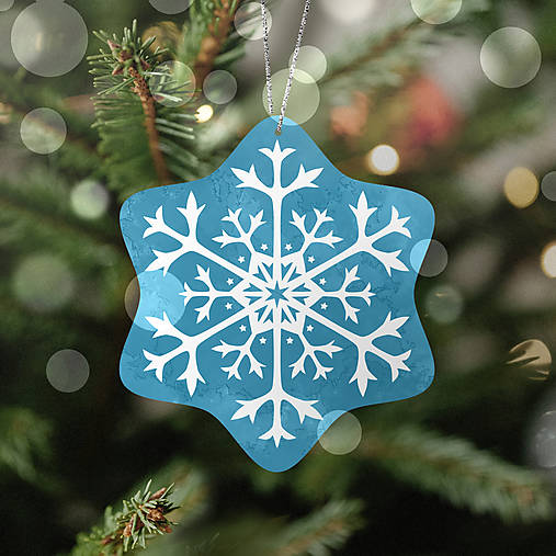 Dekorácie - Elegantná snehová vločka - vianočné ozdoby (ozaj vločka - zelenomodrá) - 17158366_
