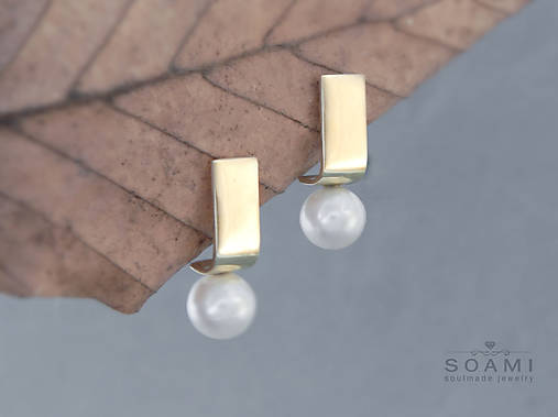 Náušnice - 585/1000 zlaté náušnice s prírodnými perlami  (žlté zlato) - 17163403_