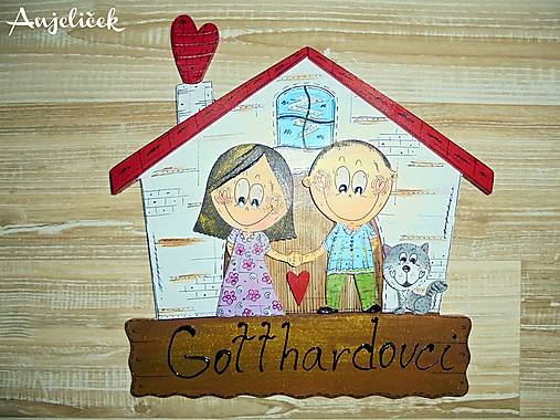 Tabuľky - Menovka - domček a dvojica - 17163886_