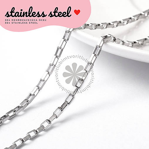 Komponenty - (3944) Retiazka kovová ozdobná, 2x4 mm - 1 meter - 17165951_