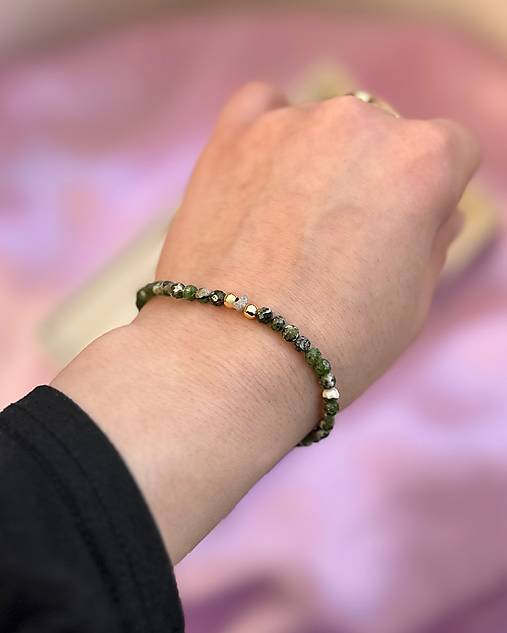 Náramok Dvojitej očisty s Diamantom - Diopsid a Diamant