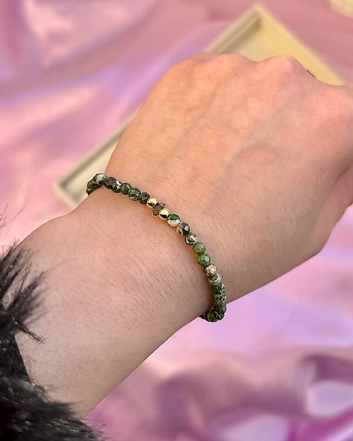 Náramok Dvojitej očisty s Diamantom - Diopsid a Diamant