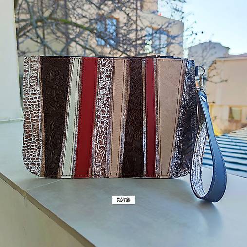 Kabelky -  Elegantná kožená kabelka na zápästie-Luxusná mini kožená kabelka - 17165589_