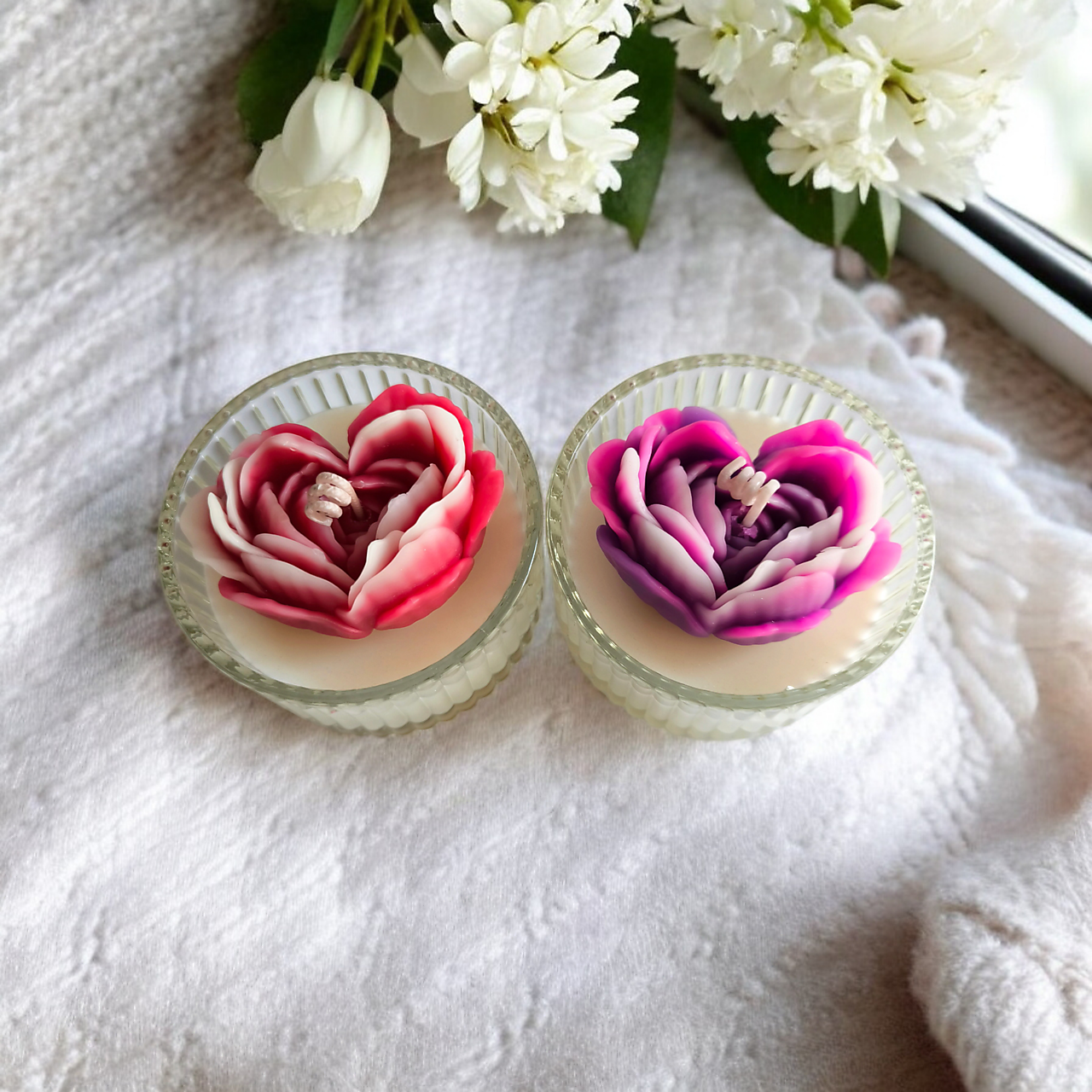 Sójová sviečka srdcová ruža 