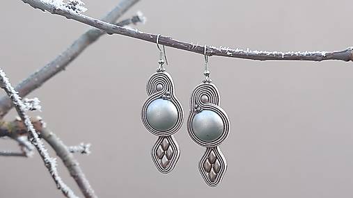 Náušnice - Grafitová elegancia II - soutache earring - ručne šité šujtášové náušnice - 17170600_