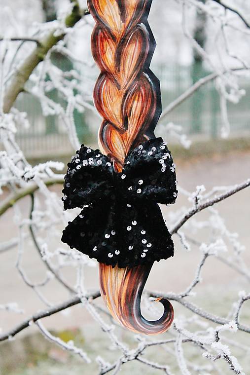 Ozdoby do vlasov - zamatovo flitrová mašľa čierna - 17170942_