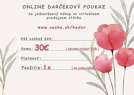 Darčekové poukážky - Darčeková poukážka 30€ - 17176876_