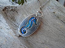 Náhrdelníky - Strieborný prívesok Ag925 Labradorit Morský koník  - 17176640_