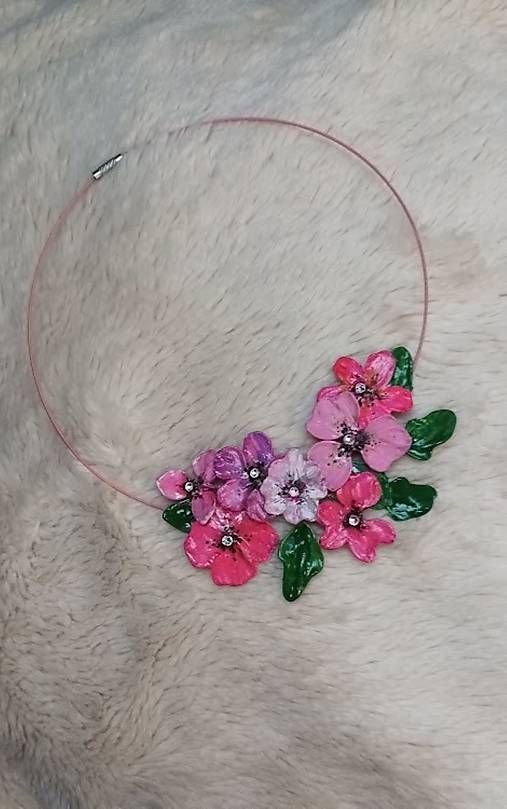 Náhrdelníky - lel, pink flowers 31 - 17178369_