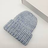 Čiapky, čelenky, klobúky - CHUNKY exclusive merino čiapka (ľadovomodrá) - 17178536_