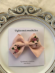 Ozdoby do vlasov - Vyšívané mašličky do vlasov - RUŽOVÁ  (Svetlorúžová) - 17178716_