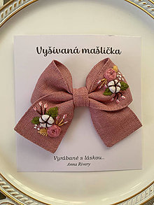 Ozdoby do vlasov - Vyšívané mašličky do vlasov - RUŽOVÁ  (Starorúžová) - 17178722_