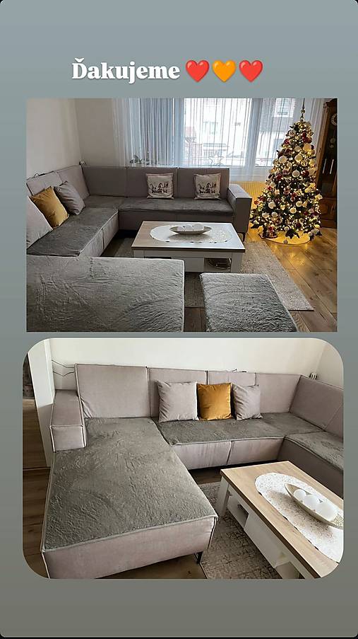 Úžitkový textil - VLNIENKA prehoz na gauč v tvare U VELVET acryl Grey jednovrstvový ušijeme podľa vlastných rozmerov - 17181691_