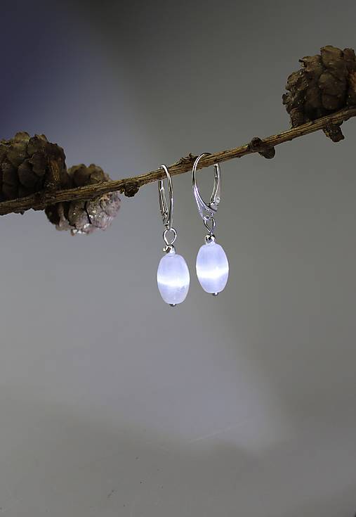 Náušnice - selenit náušnice v striebre - 17182252_