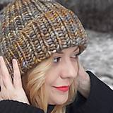 Čiapky, čelenky, klobúky - CHUNKY exclusive merino čiapka (karamelovosivá) - 17181934_