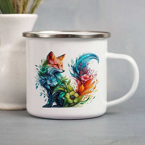 Nádoby - LÍŠKA smaltovaný hrnček - 17181869_