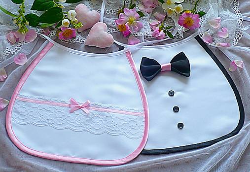 Iné doplnky - Svadobné podbradníky s  ružovou - 17183289_