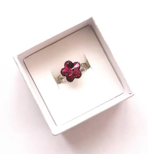 Prstene - Swarovski kvietok 10 mm - prsteň detský (Fuchsia) - 17183257_