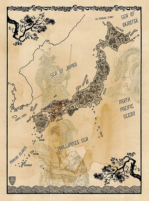 Kresby - Mapa Japonska - 17183607_