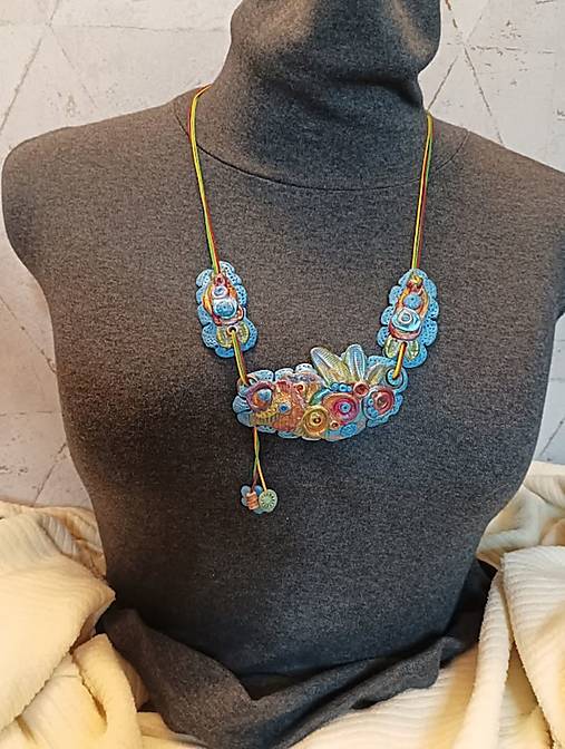 Náhrdelníky - Lel letný náhrdelník 4 modrý - 17186153_