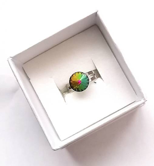 Detské doplnky - Swarovski rivoli 8 mm - prsteň detský (Vitrail Medium) - 17186541_