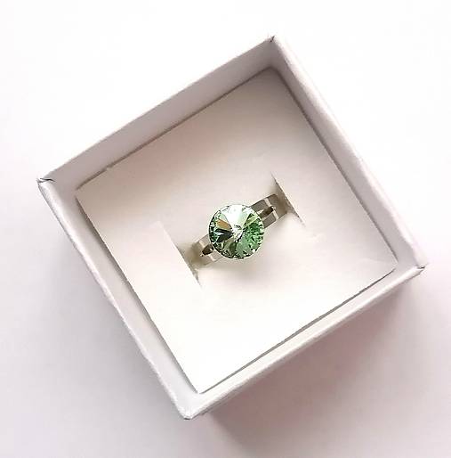 Detské doplnky - Swarovski rivoli 8 mm - prsteň detský (Chrysolite) - 17186546_