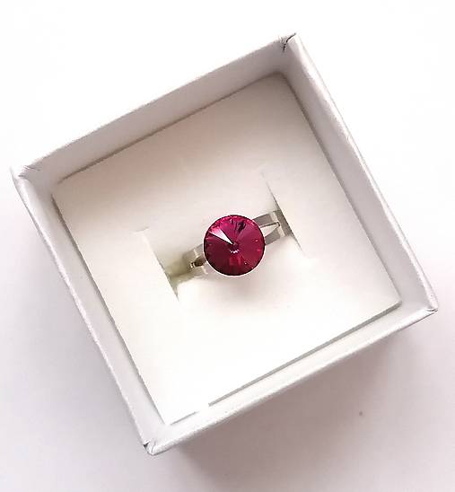 Detské doplnky - Swarovski rivoli 8 mm - prsteň detský (Fuchsia) - 17186548_
