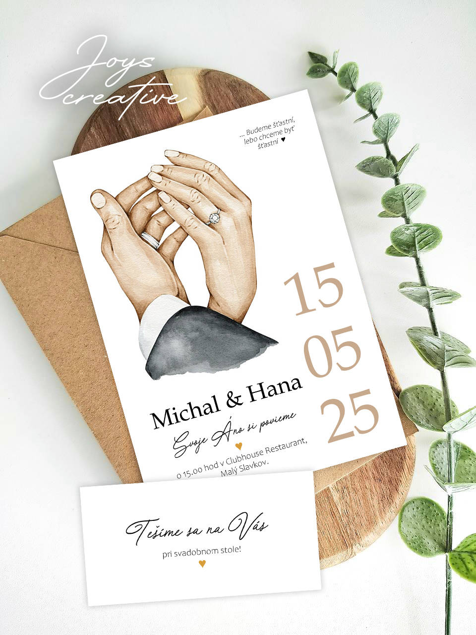 Svadobné oznámenie Ruka v ruke (Vzor 1)