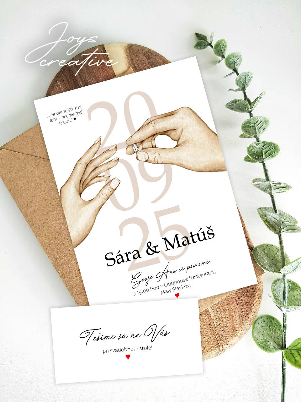 Svadobné oznámenie Ruka v ruke (Vzor 2)