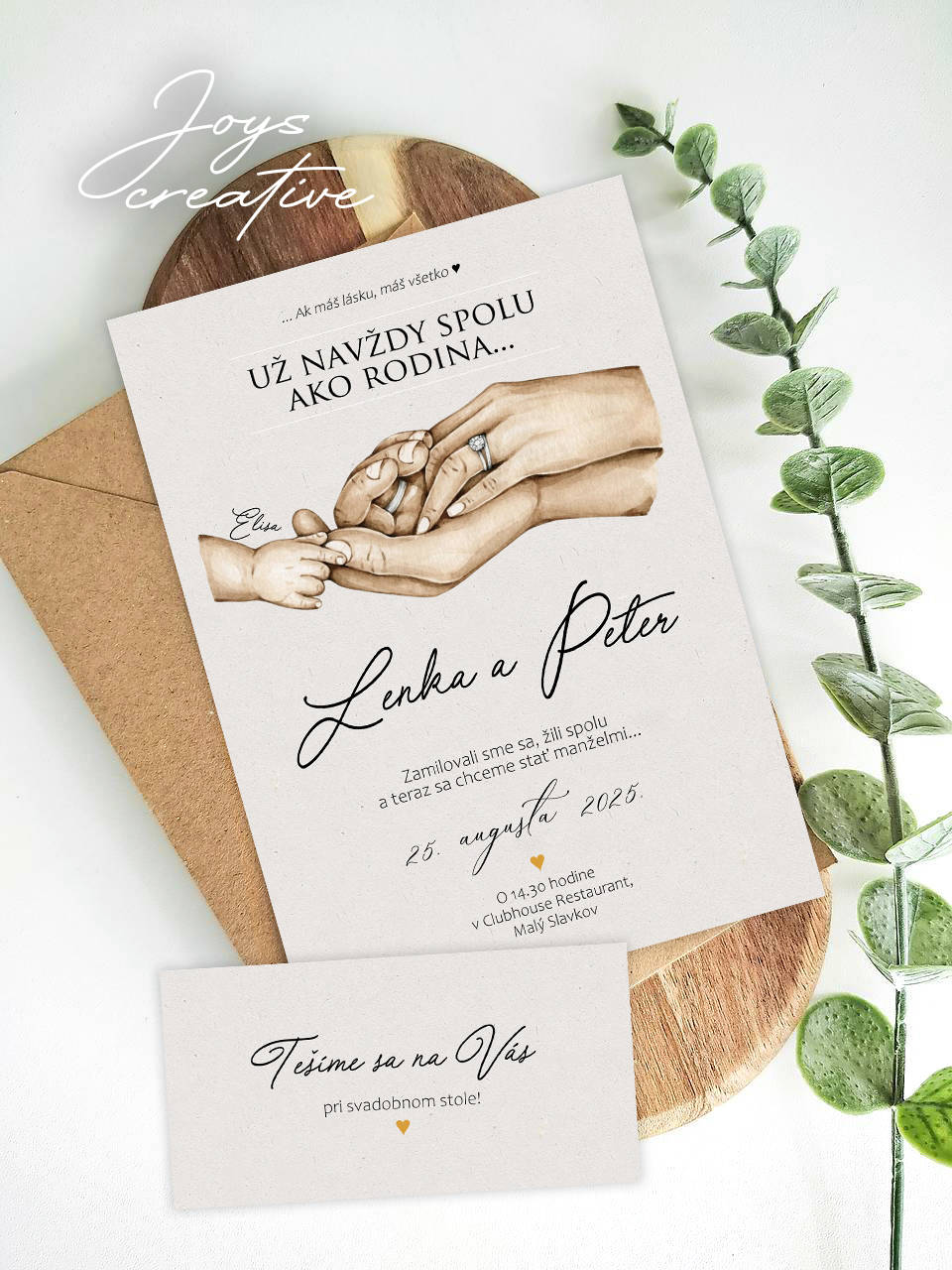 Svadobné oznámenie Ruka v ruke (Vzor 3)