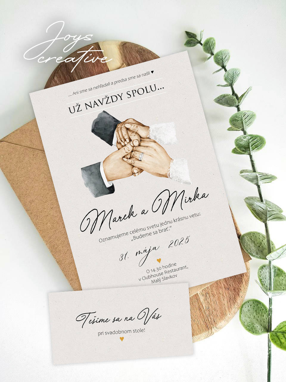 Svadobné oznámenie Ruka v ruke (Vzor 6)