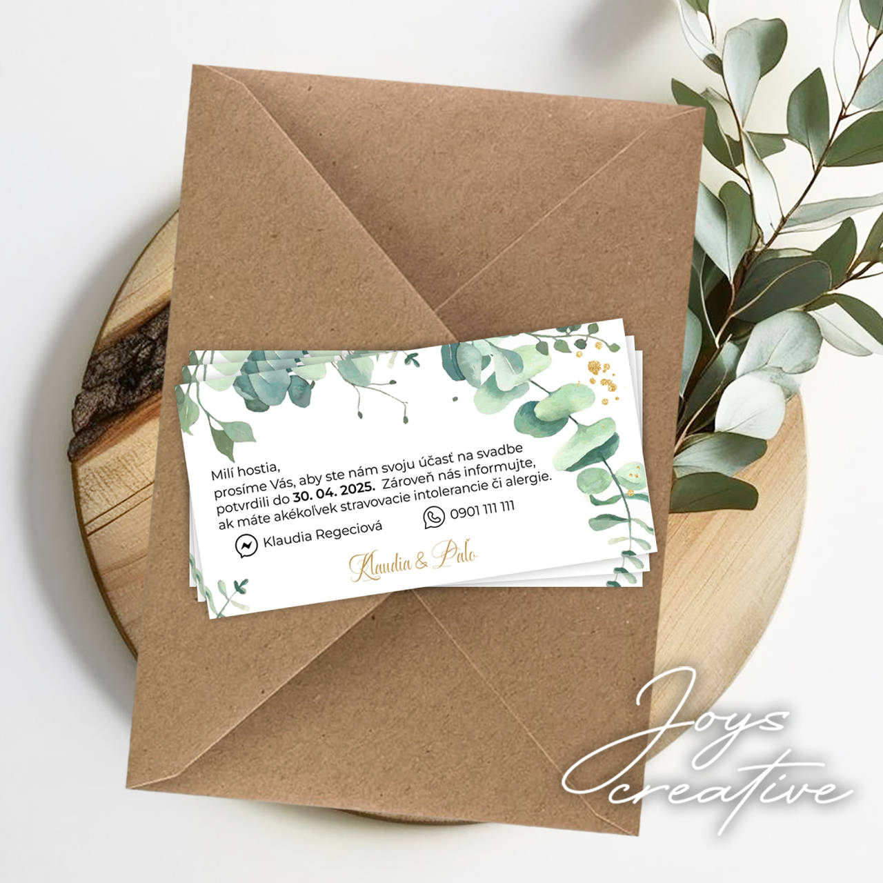 Kartička k svadobnému oznámeniu intolerancie, potvrdenie účasti, "green 6"