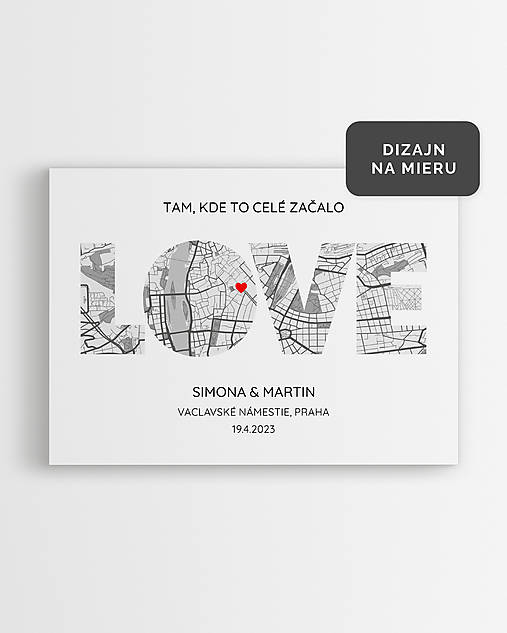 Grafika - Tam, kde to celé začalo - personalizovaná mapa LOVE, láska - 17185613_