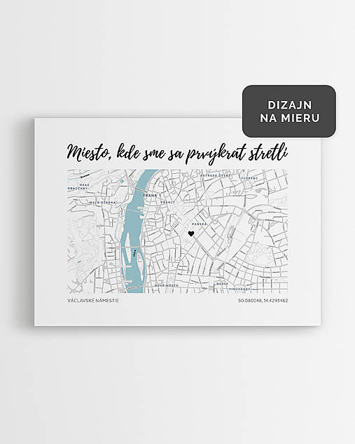 Grafika - Mapa nášho prvého stretnutia - personalizovaný plagát (plagát 29,7x42cm (A3)) - 17185665_