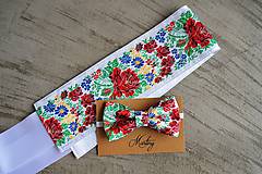 Opasky - Dámsky folklorny opasok biely - 17185567_
