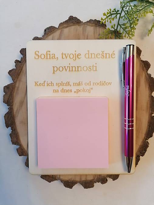 Tabuľky - Magnetická tabulka s perom a poznámkovými blokom s menom  - 17185206_