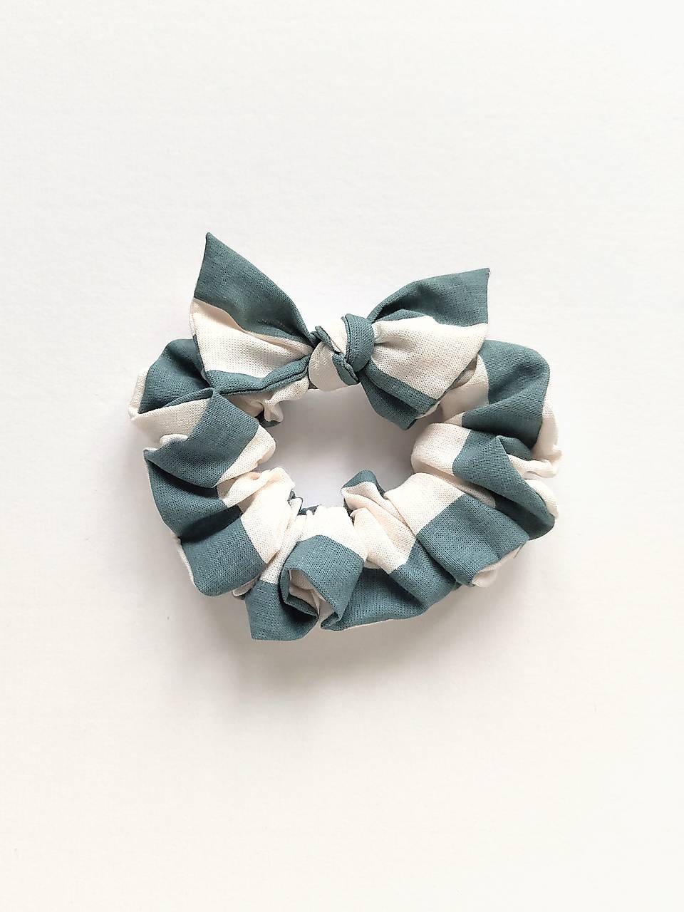 Scrunchie mašličková (Tyrkysovo-biela)
