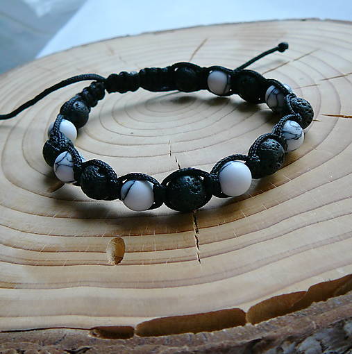 Pánske šperky - Makramé náramok - láva a howlit - 17189616_