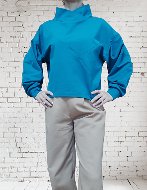 Mikiny - Mikina - petrolejova - over size  - 17189083_