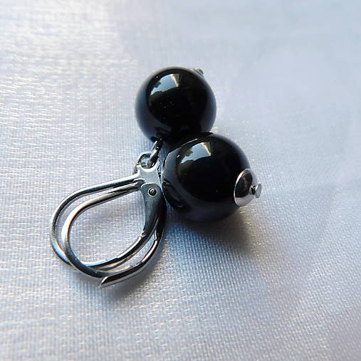 Náušnice - Obsidiánové  - 17191740_