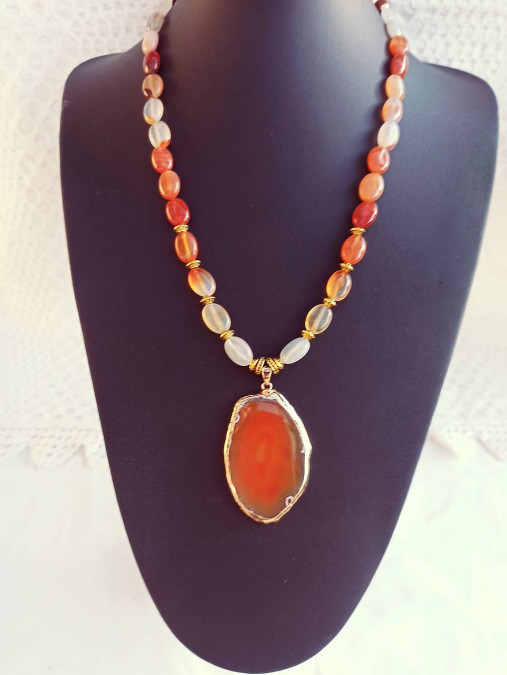 Náhrdelníky - Náhrdelník luxusný- Carnelián, Agáte - 17192771_