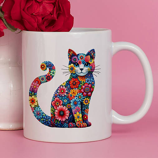 Nádoby - MAČKA keramický hrnček  - 17192787_