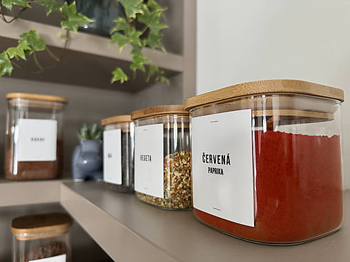 Úložné priestory & Organizácia - Nálepka MINIMAL (potravinové hranaté) - 17194818_