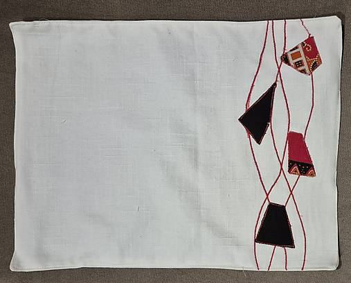 Úžitkový textil - Prestieranie s aplikáciou (Biela s červenou aplikáciou) - 17197590_