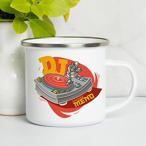 Nádoby - PRE DJa smaltovaný hrnček s ľubovoľným menom - 17195406_