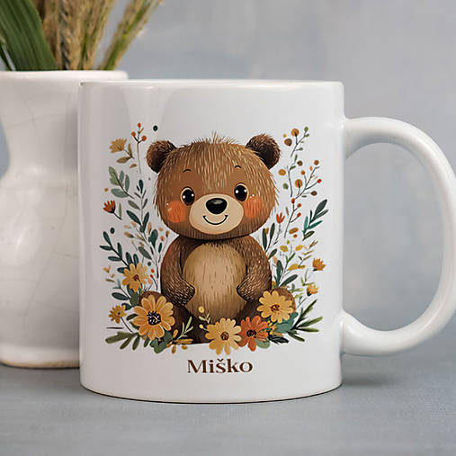 Nádoby - MEDVEDÍK keramický hrnček s ľubovoľným menom - 17196271_